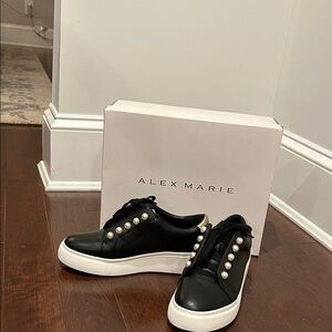 Alex Marie Black Sneakers with Pearl Accents